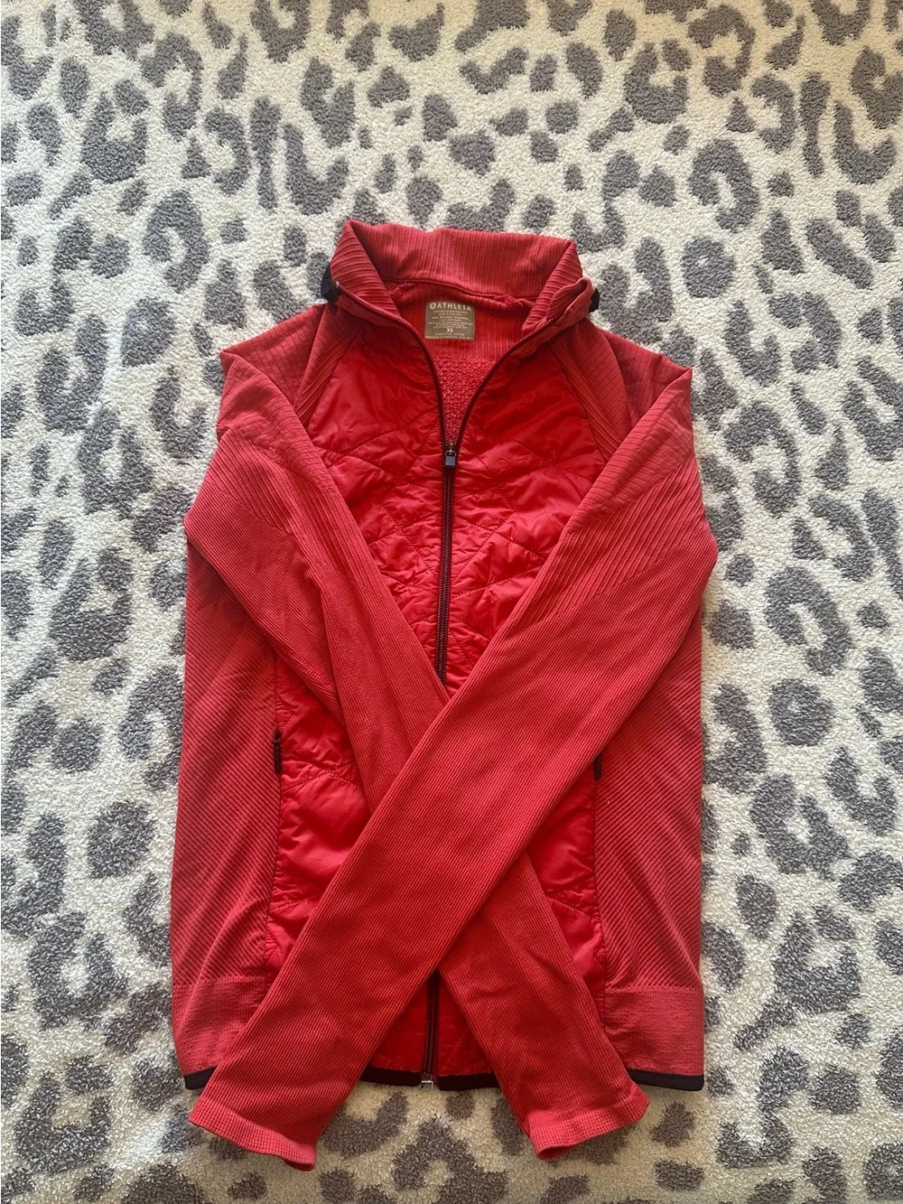 Athleta Vibrant Red Quilted Zip-Front Jacket